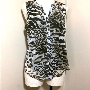 INC leopard print 2 top set size L